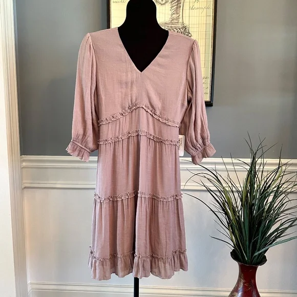 Dusty Pink Ruffle Tiered Dress by Mikarose - Picture 4 of 10